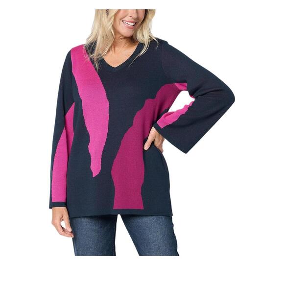 Brandis Tops - Brandis Dress OutLoud Women's Wild Kat Intarsia Sweater Midnight Combo - Regular